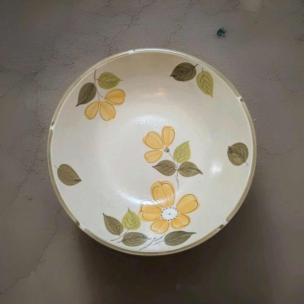 Vintage JCPenney Laurel Wildflower Stoneware Serving Bowl Yellow Floral Japan